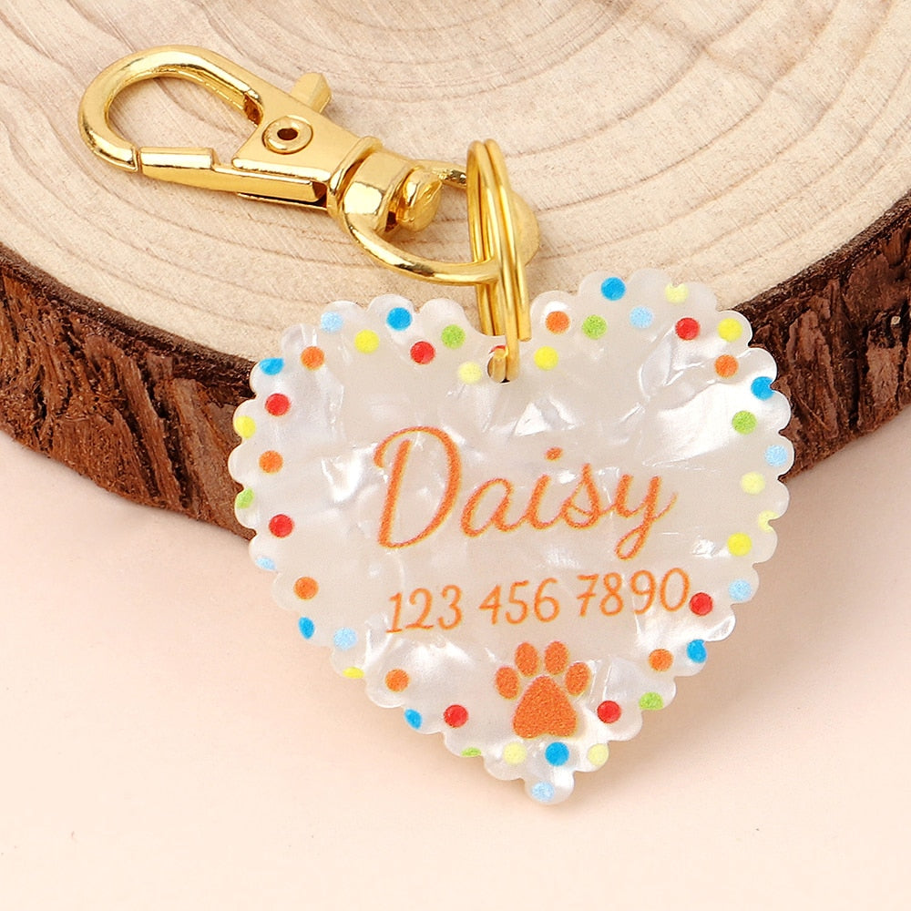 Engraved Color Heart Tag