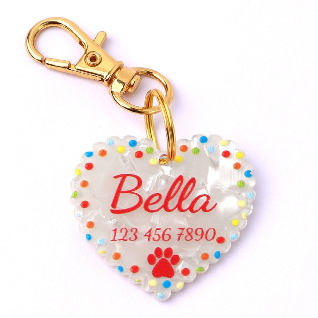 Engraved Color Heart Tag