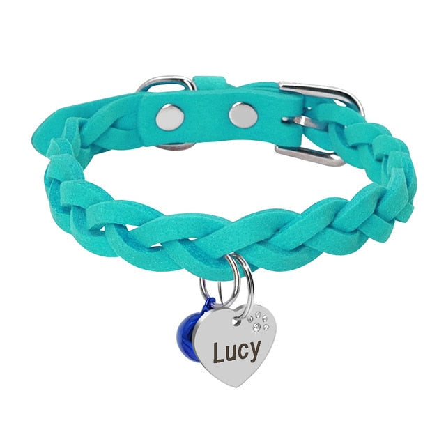 Personalized Engraved Braided Bell Dog Collar-Pawsitivetrends