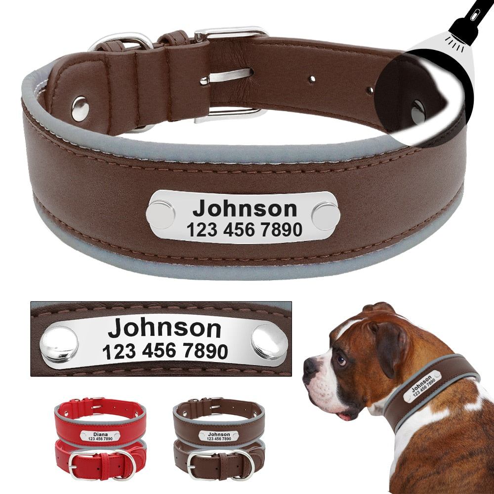 Personalized Engraved Leather Adjustable Dog Collar-Pawsitivetrends