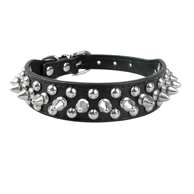 Spiked Rivet Studded Leather Collars-Pawsitivetrends